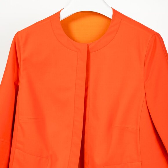 Akris Reversible Firecracker Orange Cotton Trapeze Jacket - Picture 5 of 16